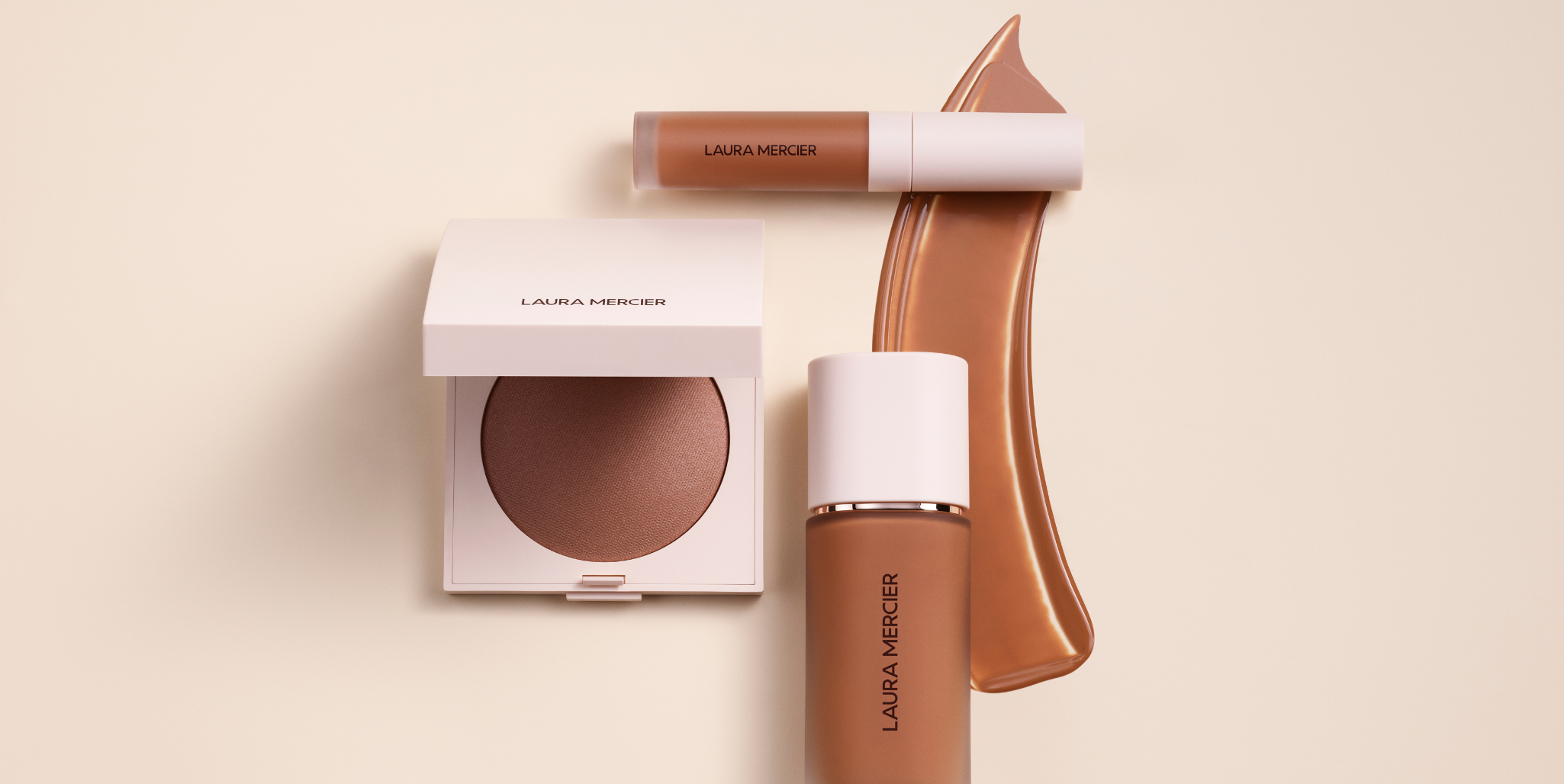 Laura Mercier deep toned Real Flawless Foundation, Concealer, and Pressed Powder