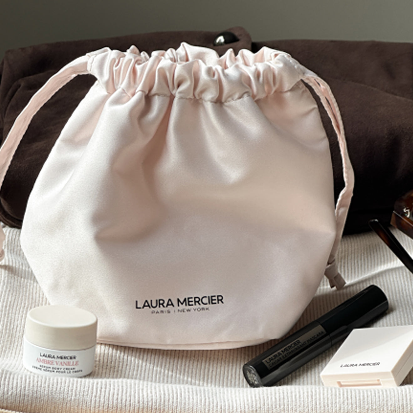 Blush Drawstring Makeup Bag